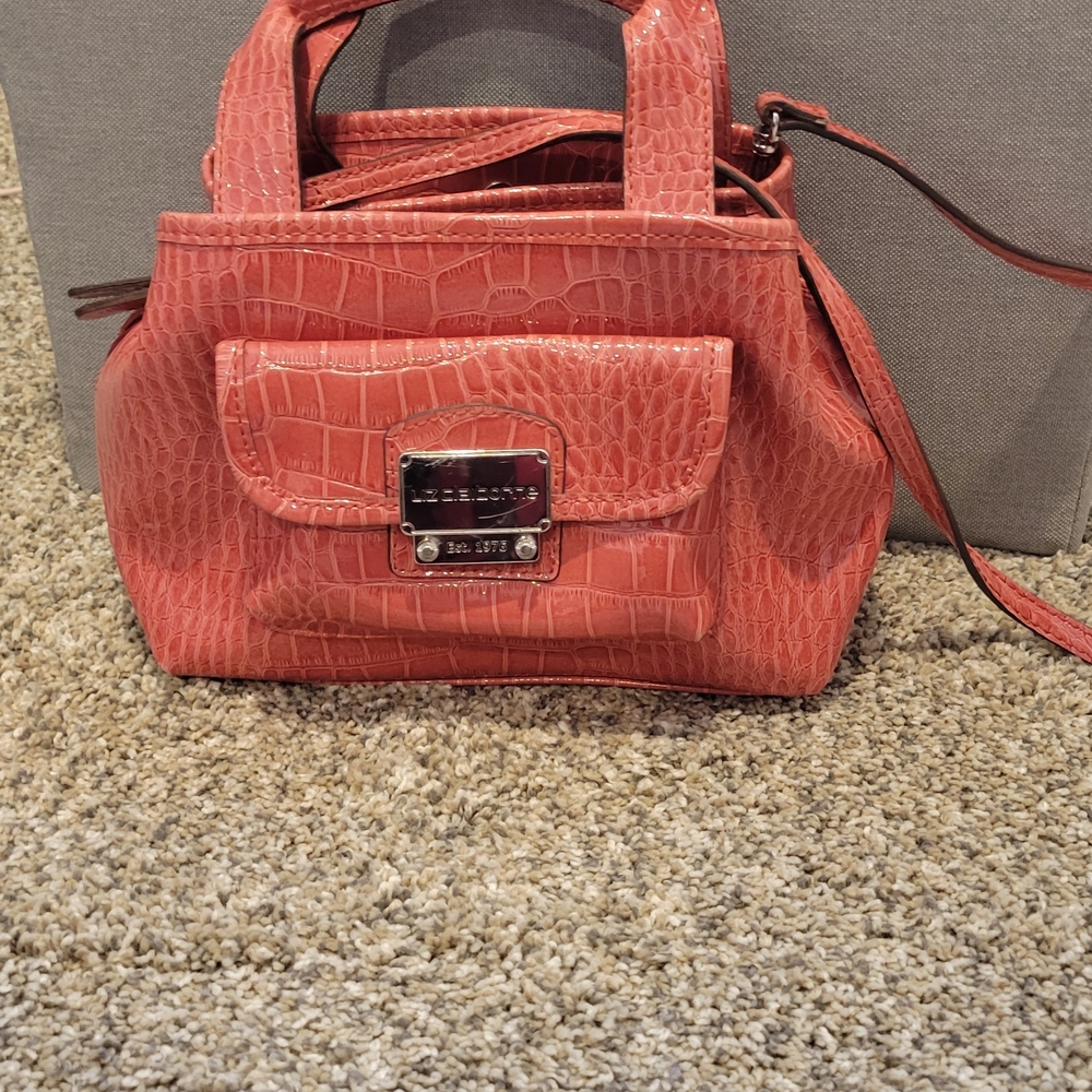 Liz Claiborne Red Crocodile Embossed Handbag